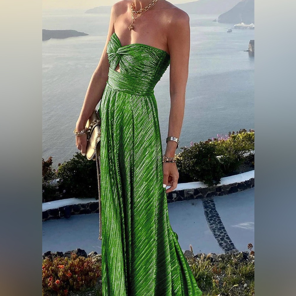 Shimmering Green Strapless Gown